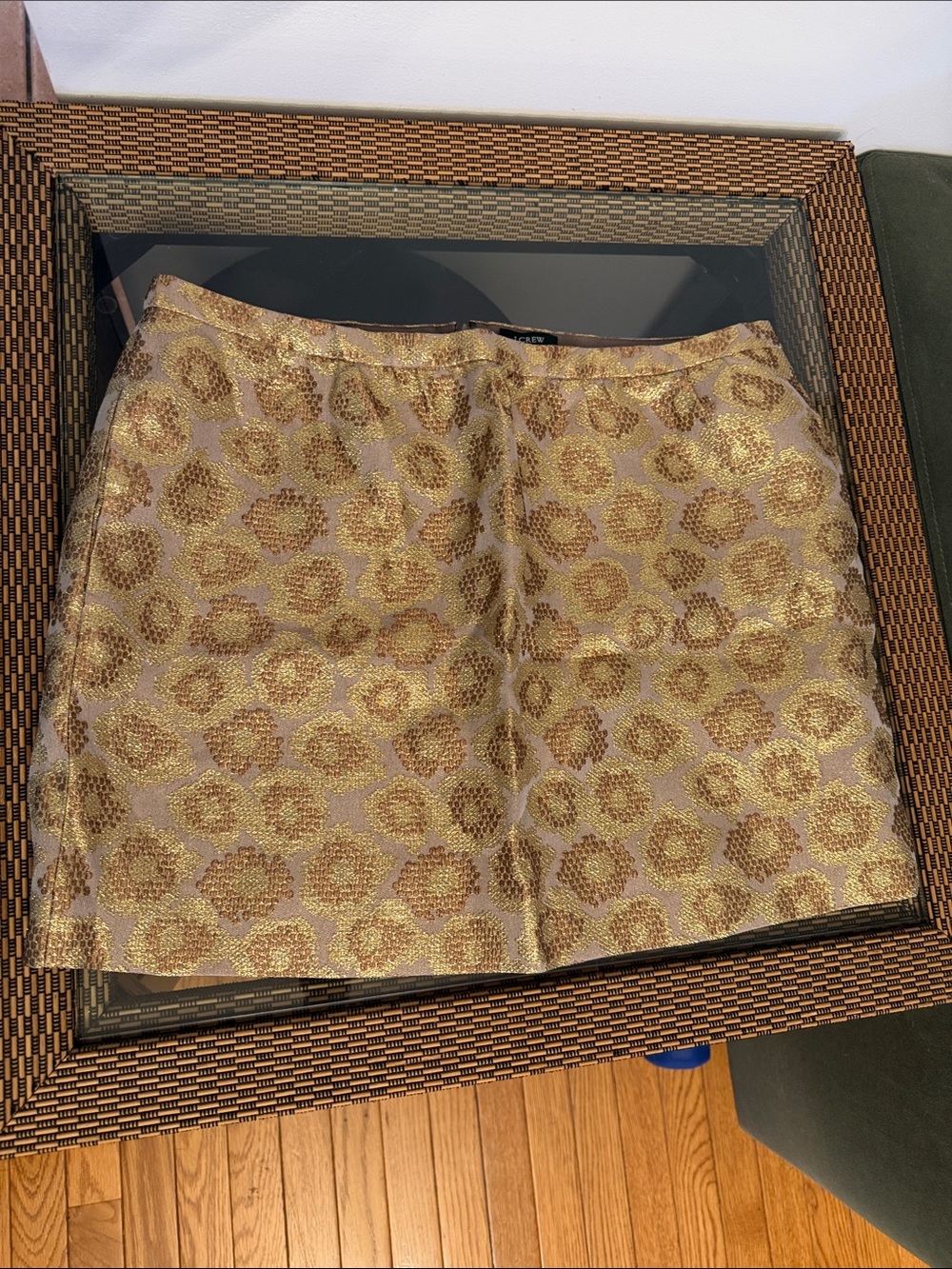 J. Crew Gold Metallic Leopard Mini Skirt